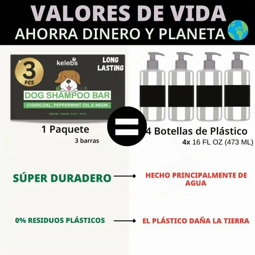 Vista 5 de KELEBS Barra de champú blanqueadora para perros con carbón Champú blanco para perros con ingredientes naturales para pieles sensibles 3 barras