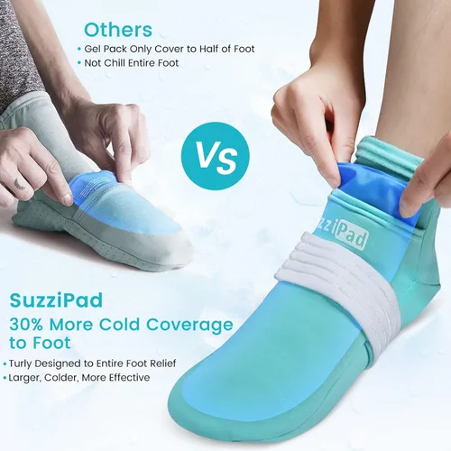 Vista 6 de SuzziPad Calcetines de terapia de frío y guantes fríos de bolsa de hielo para quimioterapia neuropatía, paquete de cuidado de quimioterapia