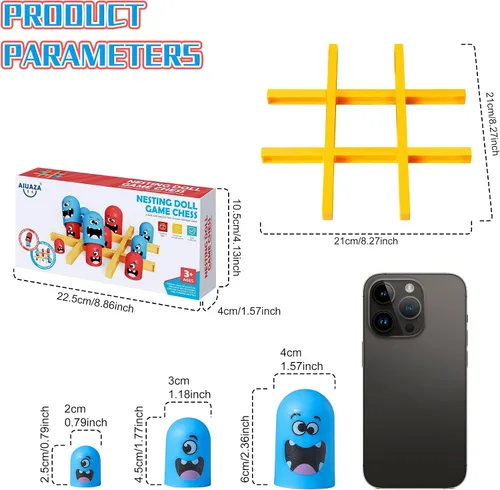 Vista 6 de AIUAZA Juego de mesa estratégico de Tic Tac Toe para niños y familia, juegos de mesa de fiesta, juegos de estrategia cara a cara, juego de mesa