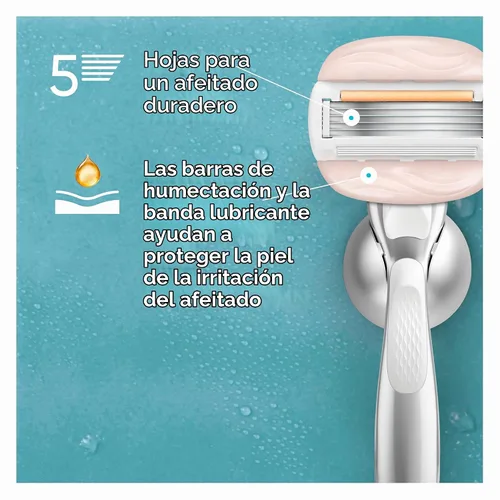 Vista 2 de Venus MoistureGlide - Cuchillas de afeitar para mujer, con barras de gel de afeitado integradas, 6 repuestos de cuchillas de afeitar