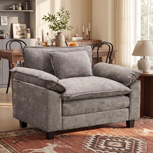 Vista 24 de Oprisen Sofá Seccional Modular, Cómodo Cloud Couch Sofá Seccional, Sofá Cama de Chenilla con Asiento Profundo con Almohadas Decorativas para Sala