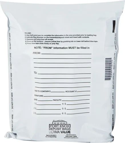 Vista 7 de BankSupplies Ultima - Bolsas de seguridad a prueba de manipulaciones azules – 9 x 12 pulgadas – Bolsas de seguridad blancas opacas – Cierre