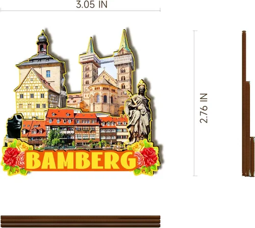 Vista 3 de Bamberg Alemania - Imán de madera 3D para nevera, recuerdos coleccionables, decoración hecha a mano