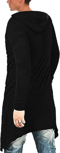 Vista 2 de COOFANDY - Sudadera larga con capucha para hombre, diseño hip hop tipo capa, de mezcla de algodón