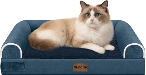 Vista 21 de NANUYA - Cama ortopédica para perros de tamaño mediano/grande, lavable: Camas con almohada para perros de tamaño mediano/grande, sofá de espuma