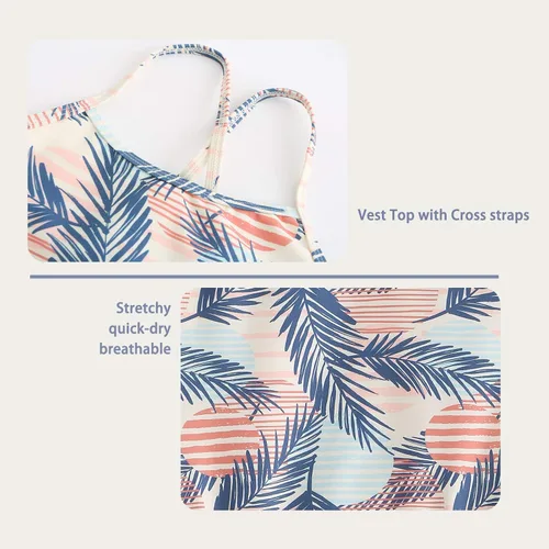 Vista 4 de Traje de baño tankini de dos piezas para niñas con volantes hawaianos