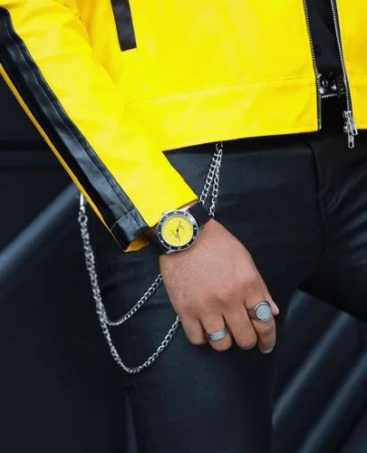 Vista 7 de Peugeot Reloj deportivo con bisel para hombre con correa de muñeca de lona negra