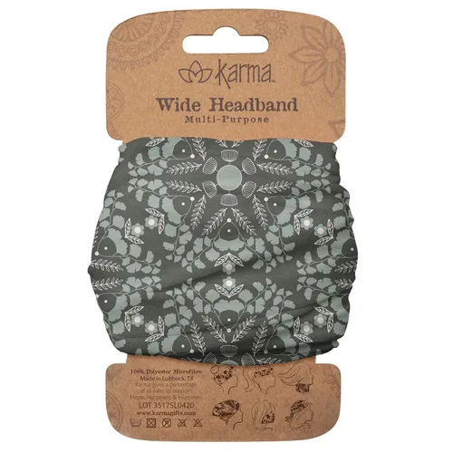 Vista 5 de Karma Diadema floral dividida verde azulado/albaricoque para mujer, ancha, diadema de tela y bufanda elástica para el cabello, verde Albaricoque