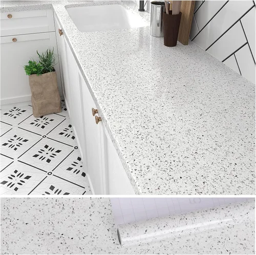 Vista 9 de VEELIKE - Papel de contacto de granito de 15.7 pulgadas x 118 pulgadas para encimeras. Papel tapiz adhesivo impermeable de granito para pegar