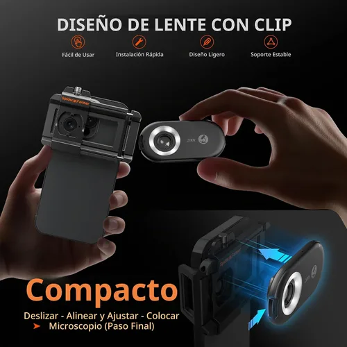 Vista 5 de Microscopio para teléfono Spider Farmer, microscopio portátil de 200 aumentos con luz LED UV, lente CPL para iPhone y teléfono Android, lente