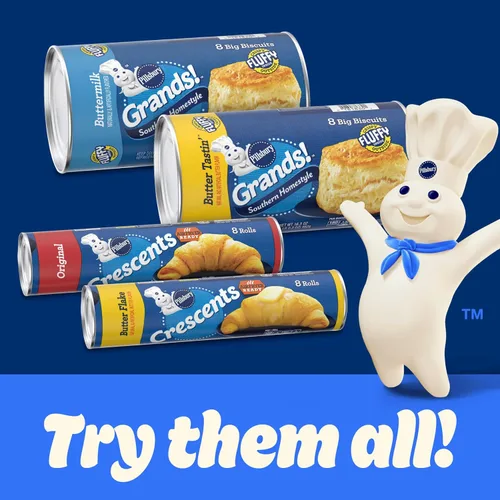 Vista 9 de Pillsbury Crescent Rolls, masa de pastelería enlatada refrigerada original, 8 rollos, 8 onzas Refrigerated Canned Dough, No Artificial Flavors
