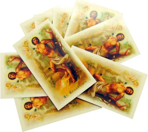 Vista 6 de Westmon Works St Sebastian Holy Card Wallet - Paquete a granel con oración de San Sebastián para atletas, mujeres u hombres, juego de 10