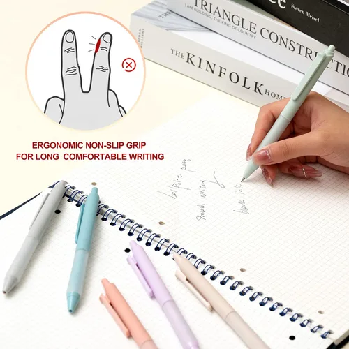 Vista 3 de Linbsunne - Bolígrafos de punta media de 1 mm con agarre súper suave para hombres y mujeres, bolígrafo retráctil negro (paquete de 12)