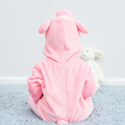 Vista 109 de Mameluco unisex de franela para bebé, disfraz de animal con capucha de dibujos animados