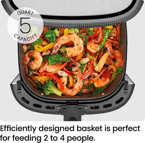 Vista 5 de Chefman Freidora de aire, TurboFry, 4.7 litros, acero inoxidable
