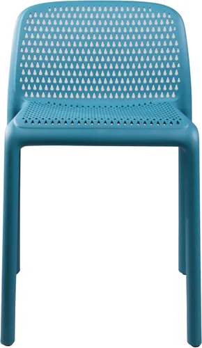 Vista 4 de CozyBlock Punch - Silla de comedor apilable perforada para interior y exterior, juego de 4 (azul turquesa)