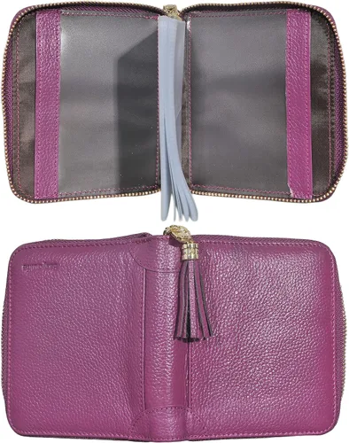 Vista 5 de Easyoulife - Billetera de piel con cierre y tarjetero para mujer, con bloqueo de interferencia de radiofrecuencia (RFID), Minimalista, M