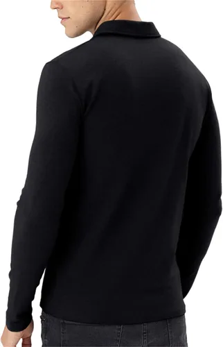 Vista 7 de Aiyino Camisas polo de manga cortalarga para hombre, estilo casual, ajustadas, básicas, de algodón