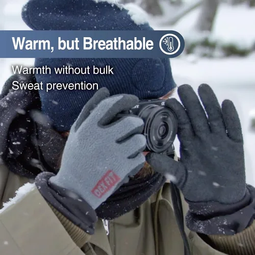 Vista 3 de DEX FIT Guantes de trabajo para clima frío NR450 - Forro polar cálido, agarre firme con revestimiento de nitrilo, ligeros y flexibles, ideales