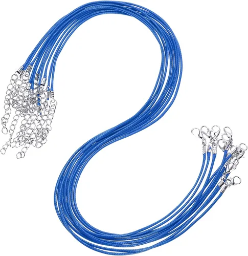 Vista 70 de MECCANIXITY 10 cordones de collar encerado de 18 pulgadas, cadena de collar a granel con cierre de 0.059 in de cuerda de cuero encerado para hacer