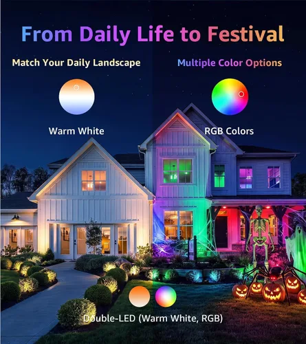 Vista 7 de SUNVIE RGBW - Focos de Halloween para exteriores de 12 W, luces LED