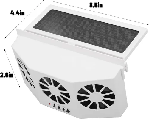 Vista 2 de Plplaaoo Ventilador de coche alimentado por energía solar con tres ventiladores: ventilador de ventilación portátil de 5000 RPM para refrigeración