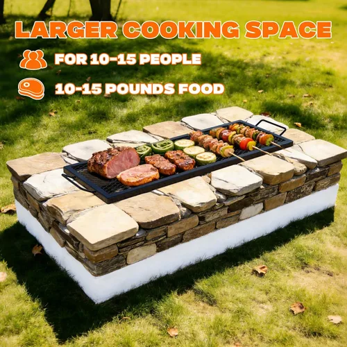 Vista 5 de onlyfire Parrilla de Cocción Rectangular con Marcas en X para Fogata Barbacoa, Rejilla de Parrilla BBQ de Acero Extra Resistente para Fogata