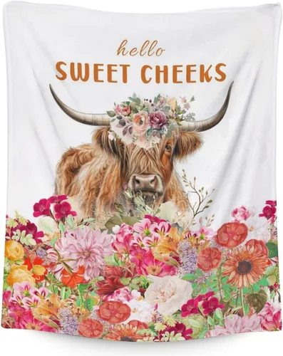 Vista 20 de Mercuryelf Highland Cow - Manta suave, mullida y cálida, 30 x 40 pulgadas, manta pequeña para regazo y cuna, color beige, bonito regalo para bebé