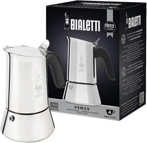 Vista 10 de Bialetti - Nueva cafetera Venus Induction, apta para todo tipo de placas, acero 18/10, 4 tazas (5.7 onzas), aluminio, cobre Cobre Plata