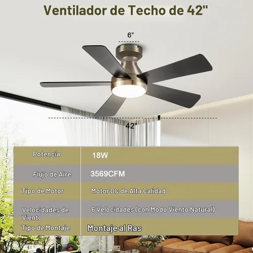 Vista 3 de QUTWOB ventilador de techo105-42BE Bronce