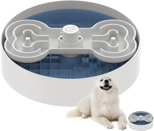 Vista 9 de Puzzle Feeder Cuenco de alimentación lenta para perros con base antideslizante, diseño de velocidad ajustable, insertos de rompecabezas extraíbles