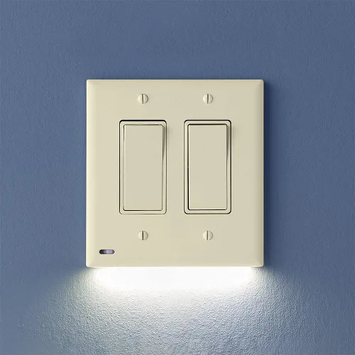 Vista 8 de Paquete de 2 - SnapPower SwitchLight [para interruptores de luz de doble gang] - Placa de pared para interruptor de luz con luces LED nocturnas