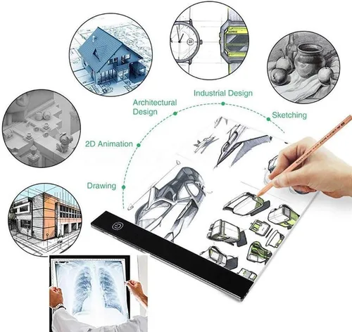 Vista 5 de Caja de luz LED para calcar, ultradelgada, portátil, con ajuste de brillo, para artistas, dibujo de tatuaje, bocetos, transmisión por internet