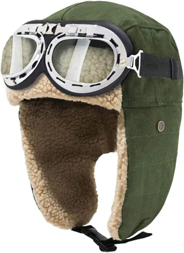 Vista 7 de Peicees Aviator Hat and Goggles Pilot Costume Set for Adult Men and Women