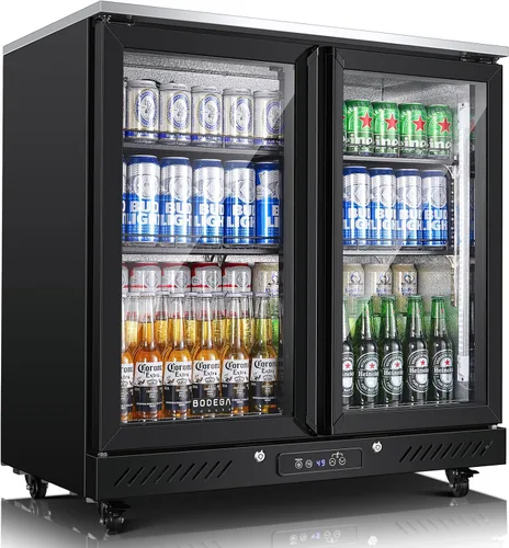 Vista 13 de BODEGA BODEGACOOLER - Enfriador comercial de barra trasera con 2 puertas sólidas, refrigerador de barra de altura de mostrador comercial de 12 pies