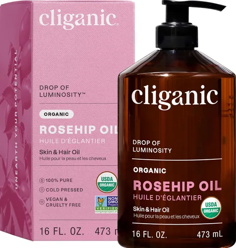 Vista 7 de Cliganic Aceite de semilla de rosa mosqueta orgánico para cara, 100% puro, natural prensado en frío sin refinar sin OMG Aceite portador para piel