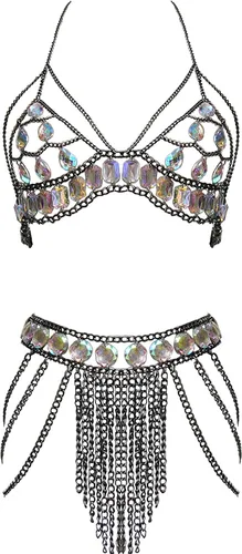 Vista 14 de Cadena de Cuerpo de Traje Sexy para Mujer B-Color dorado