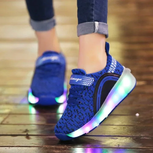 Vista 3 de SDSPEED - Zapatos deportivos de patinaje para niños con ruedas individuales de LED