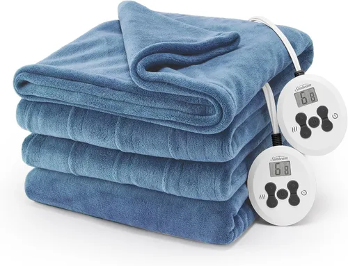 Vista 15 de Manta eléctrica térmica Sunbeam Royal Luxe de microfelpa, 12 ajustes de calor, apagado automático seleccionable de 12 horas, calentamiento rápido