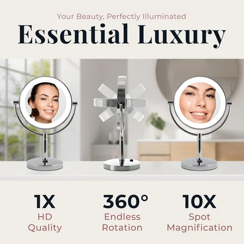 Vista 2 de Zadro Laguna Espejo de maquillaje de 11 pulgadas con luces y aumento LED iluminado espejo de maquillaje con aumento 10X/1