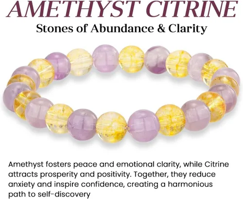 Vista 12 de Crystal Vibe Pulseras de cuentas de 0.315 in para mujeres y hombres, pulseras de cristal con piedras preciosas naturales, tamaño elástico ajustable
