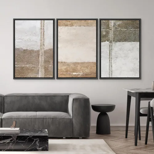 Vista 300 de SIGNWIN Lienzo enmarcado para pared, juego de arte neutro de bosque brumoso, ilustraciones en tono tierra, arte moderno, decorativo, bohemio