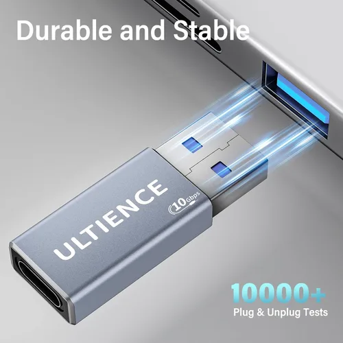 Vista 5 de Adaptador USB a USB C de doble cara de 10 Gbps, adaptador tipo C hembra a USB 3.2 macho, carga rápida de 60 W para iPhone 16 15 14 Plus Pro Max