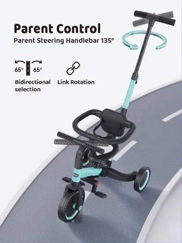 Vista 5 de newyoo Triciclos para niños pequeños de 1 a 3 años, bicicleta de equilibrio para bebés, regalo de Navidad y cumpleaños para niños y niñas, triciclo