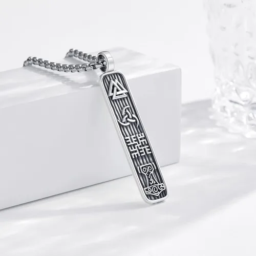 Vista 3 de Collar vikingo de plata de ley para hombre, collar de Mjolnircuervobrújula para hombres y mujeres, joyería nórdica, regalo para padre, marido, novio