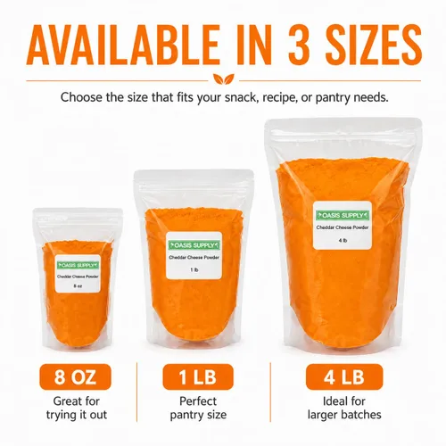 Vista 6 de Oasis Supply - Queso cheddar en polvo, condimento rico y salado para palomitas de maíz, pretzels, pasta, papas, salsas, salsas y aperitivos, 8 onzas