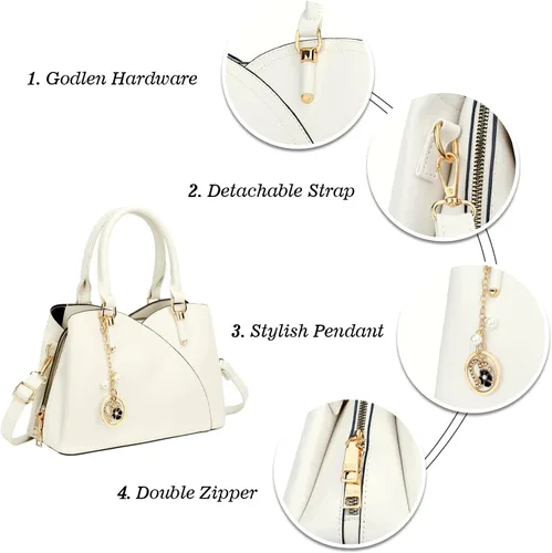 Vista 84 de KKXIU Monederos y bolsos de mano con triple compartimento para mujer, bolso de mano con asa superior