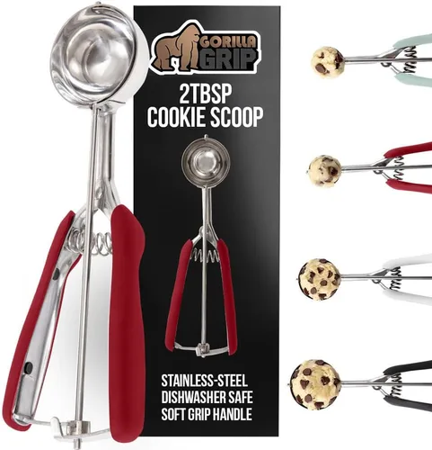 Vista 9 de GORILLA GRIP Cuchara para galletas de acero inoxidable sin BPA, cuchara #60 de 1 cucharada, mango de agarre suave, fácil liberación de alimentos