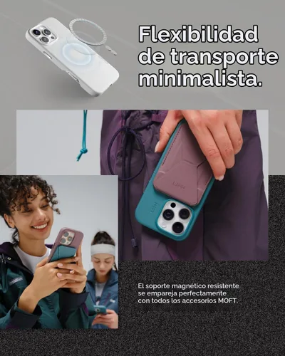 Vista 6 de MOFT Snap Case MOVAS™ para iPhone 16 Pro Max, compatible con MagSafe, funda magnética de cuero vegano premium con sensación suave, color duradero