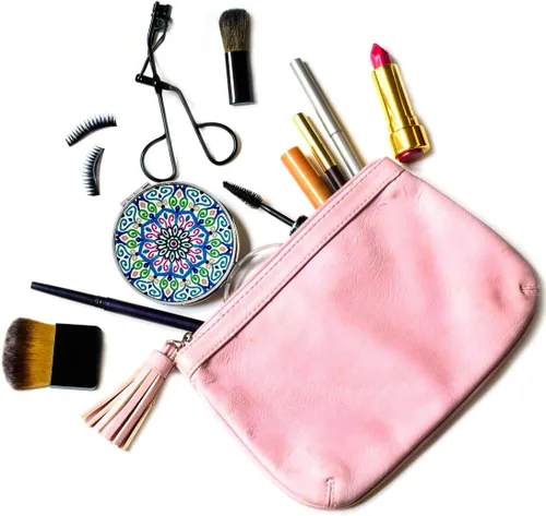 Vista 6 de Espejo compacto de mano a granel – Monedero de bolsillo Espejo de maquillaje redondo plegable portátil de doble cara 2X Ampliación – Diseños